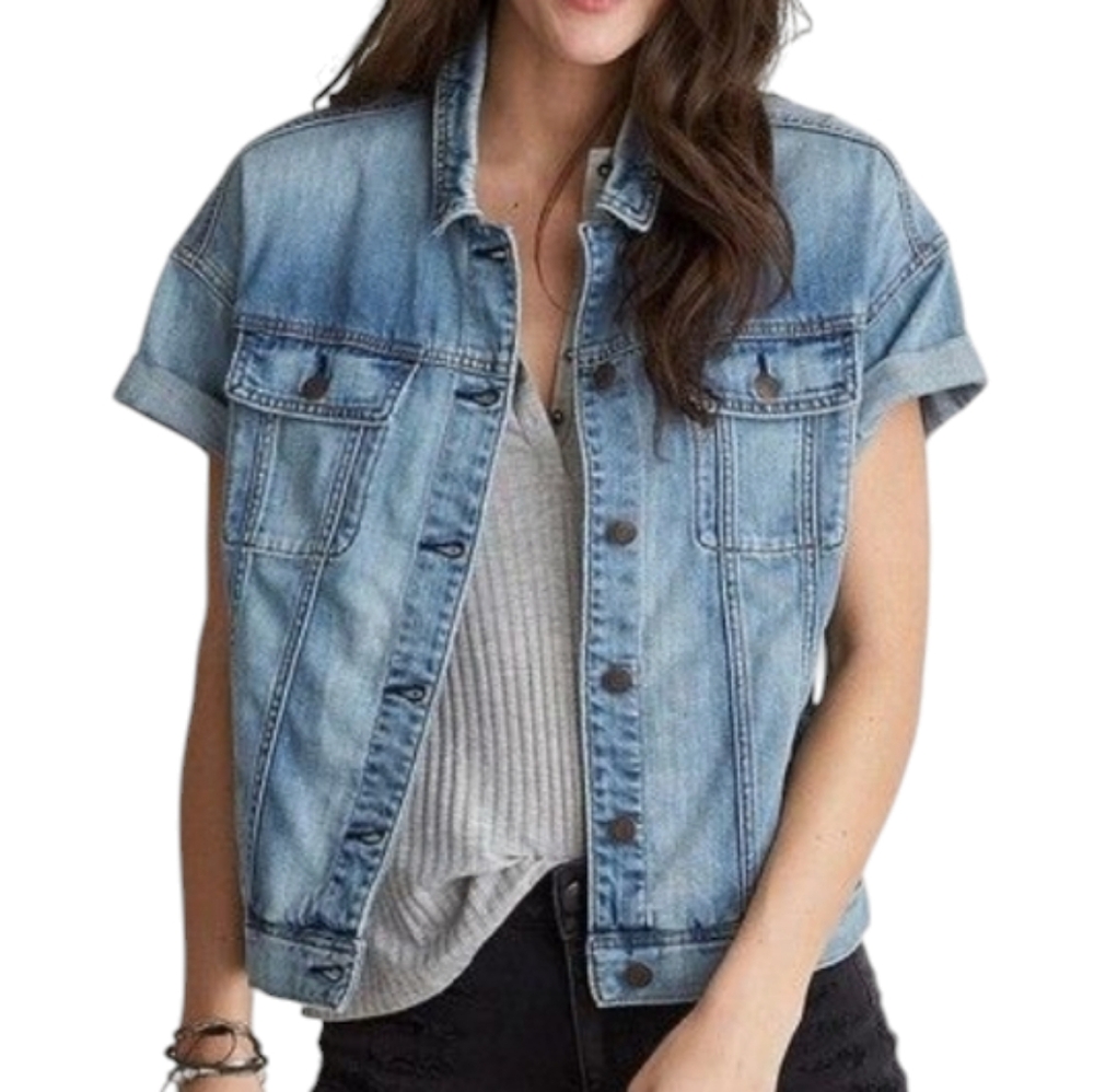 AMERICAN EAGLE denim vest men's size large short sleeve NWT